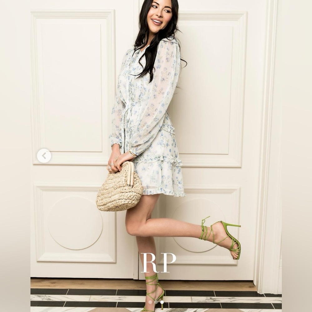 Rachel Parcell Long Sleeve Ruffle Mini Dress Ice Water